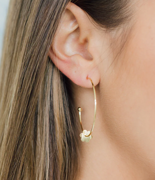 Gold dipped flower hooped earring
