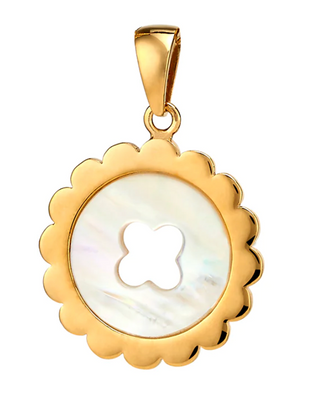14k gold dipped and mother of pearl quatrefoil cutout