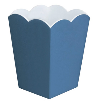 Addison Ross Denim waste bin (trash can) with white interior.