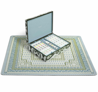 Addison Ross Mahjong Tile Set in Green Ikat Box