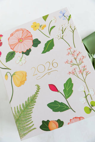 Floral design with '2026' on a white background