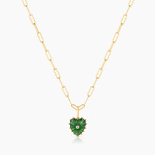 14k gold plated carved heart jade charm with cz by Thatch. Meaures 15mm x 13mm x4.5mm