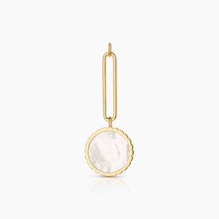 14k gold plated mother of pearl charm by Thatch.
Charm Dimensions: 59 mm x 23 mm x 4 mm
Stone Dimensions: 20 mm
Weight: 10 g
