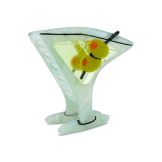 Martini glass with 2 olives hair claw clip by Jenny Lemons. Measures 2" x 2.5" 