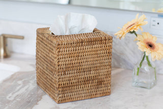 Artifacts Rattan™ Column Tissue Box Cover: Honey Brown