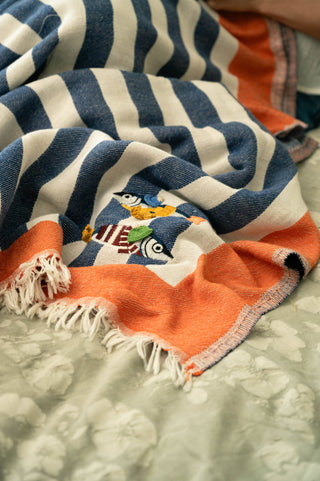 Olive & Loom Maris Hand-Stitched Throw: Blue Bay