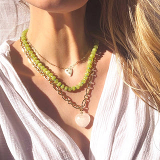 The Silver Wren Islands Stone Candy Beaded Necklace, 16 inch / Lime