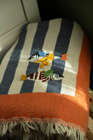 Olive & Loom Maris Hand-Stitched Throw: Blue Bay