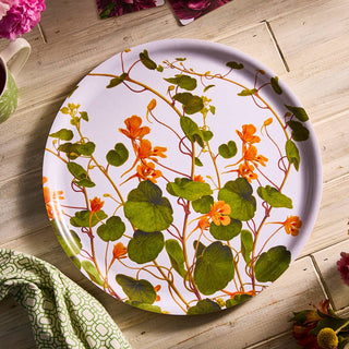 Caskata Nasturtiums Large Round Birchwood Tray