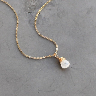 Gold filled 16” necklace with aqua charm 