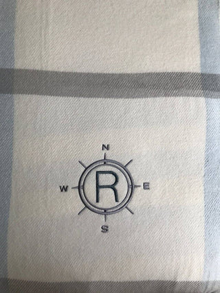 A Soft Idea Large Plaid Throw Cream/Blue