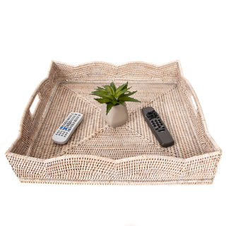 Artifacts Rattan™ Scallop Collection Square Tray: Honey Brown / 24"x24"