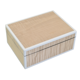 Medium Box 8"X6"X3.5"H, Five side Shine Sycamore with Silver Dollar trim by Pacific Connections. 