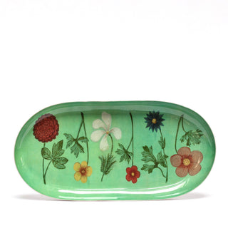 Oval Enamel Tray by Roomytown. Oval tray with printed flowers.