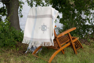 A Soft Idea Large Plaid Throw Cream/Blue