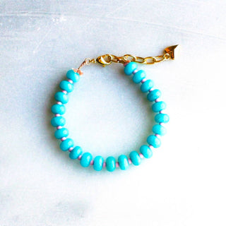 Beaded jade aqua  bracelet. Perfect to add a pop of color to your bracelet stack.