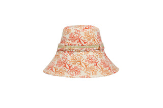 Coral print bucket hat