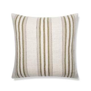 Antwerp Stripe pillow in Natural Olive by Maison Marigold. Stripe line pillow in 22"x22". Feather insert included.