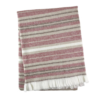 Recycled striped blanket with fringe by A Soft Idea. 55” x 70”