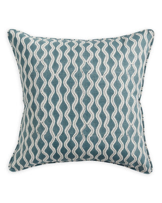 Arched curve block print linen cushion with feather insert included by Walter G.