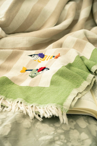 Olive & Loom Maris Hand-Stitched Throw: Blue Bay