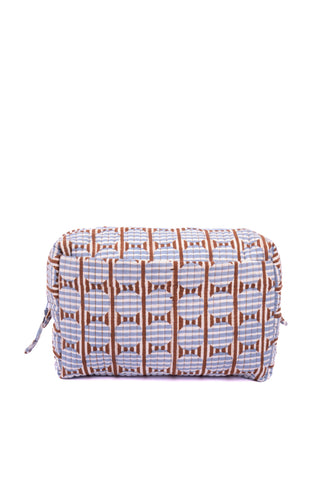 Inner Child block print toiletry bags with wipeable plastic liner.
dimensions: 9.5” x 8.5”
