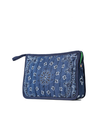 Bandana print quilted pouch by Haute Shore with zipper top and inside zipper. 