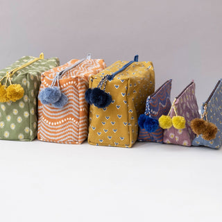 Graymarket Design Basti Sky Block Printed Makeup Pouch