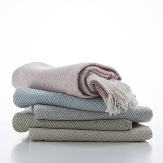 A Soft Idea Herringbone Recycled Cotton Throw 51" x 67": Sky Blue