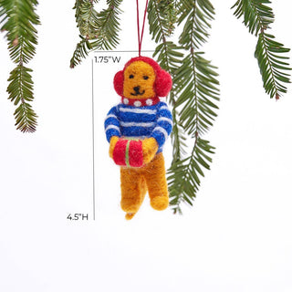 GIFT GIVING BEAR Felt Ornament by Rockflowerpaper.