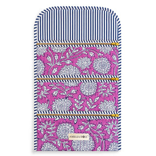 Amelia Rose Cotton Quilted Jewelry Roll-Plum