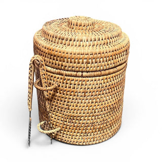 Matahari Round Ice Bucket  w/ Thermos Liner - AB 8x8x10'H: Antique Brown