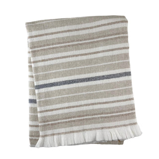 Recycled cotton stripe blanket with fringe by A Soft Idea. 55”x70”