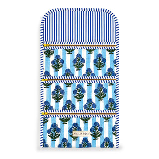 Amelia Rose Cotton Quilted Jewelry Roll-Bluebell