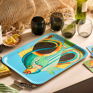 Caskata Party Fish Large Rectangular Birchwood Tray
