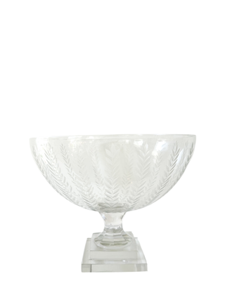 Pitt Street Etched Glass Pedestal Bowl- 12"