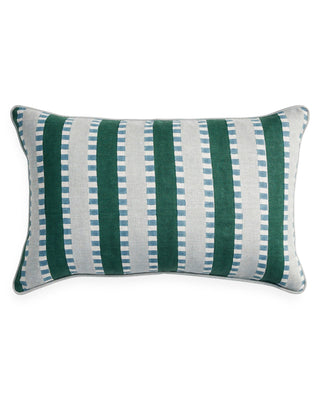 Hand blocked linen pillow with striking stripes in festive colors size 14x22