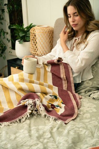 Olive & Loom Maris Hand-Stitched Throw: Blue Bay