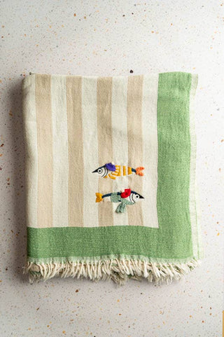 Olive & Loom Maris Hand-Stitched Throw: Blue Bay