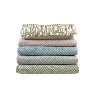 A Soft Idea Herringbone Recycled Cotton Throw 51" x 67": Sky Blue