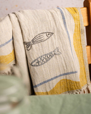 Olive & Loom Sardine - Hand Stitched Kitchen Towel