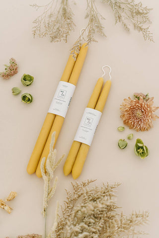 Natural Gold | Dipped Beeswax Taper Candles | All Natural: 10 Inches
