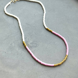 The Silver Wren Lithe No. 2 Beaded Necklace: Navy & White / 16 inch
