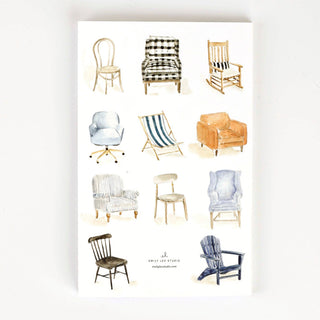 Emily Lex Studios Softtouch Cover Notebook with Original Watercolor Artwork: Chairs