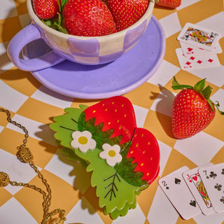 Jenny Lemons Large Strawberries and Flowers Hair Claw Clip