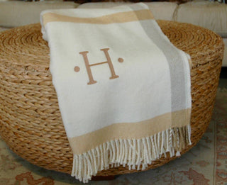 A Soft Idea Large Plaid Throw Cream/Blue