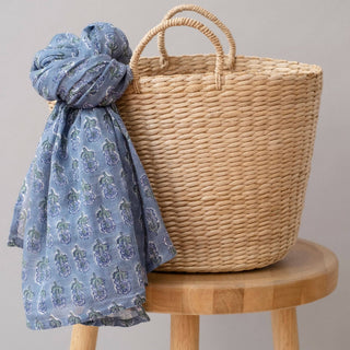 Graymarket Design Malin Blue Block Printed Scarf