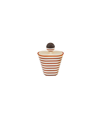 Finn graduated oval box with a smooth lift-off lid, topped by a polished spherical detail. A collectible, decorative piece - ideal for storing small items. 
Dimensions: 
W 1.77” x L2.55”x H3.14”
