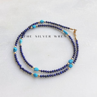 The Silver Wren Natural Lapis and Turquoise Necklace: 16 inch