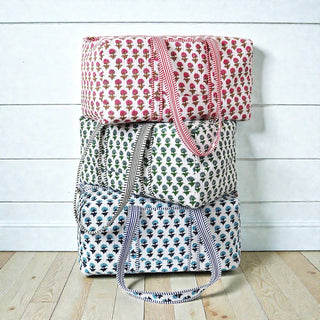 Amelia Rose Hydrangea Quilted Duffel Bag-Green